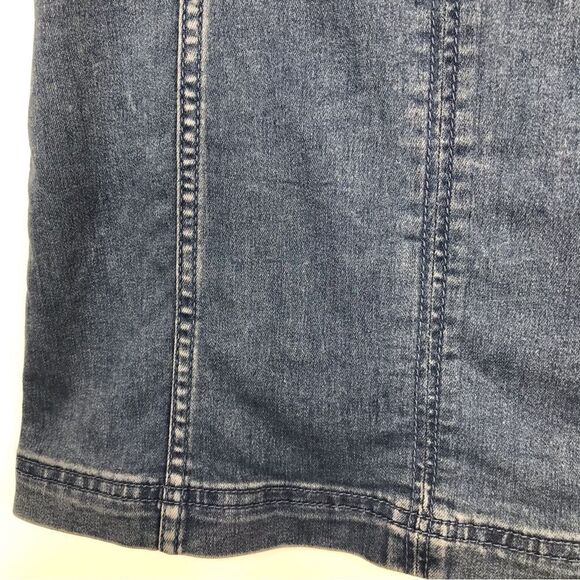Free People Modern Femme Light Blue Denim Seam Detail Stretch Mini Skirt - Picture 6 of 13